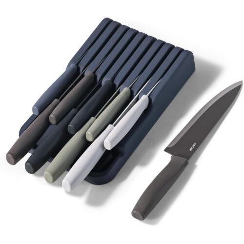 10 Pcs Kitchen Knife Set with In-Drawer Knife Block